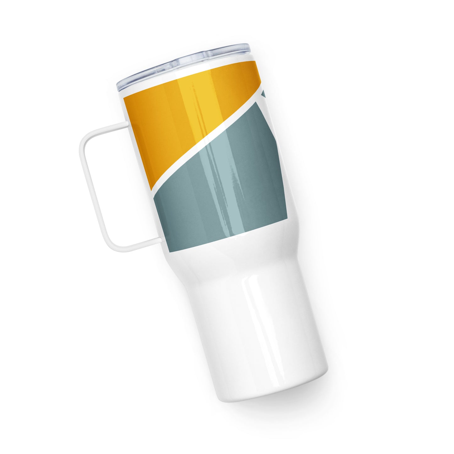 Abstract Travel mug with a handle