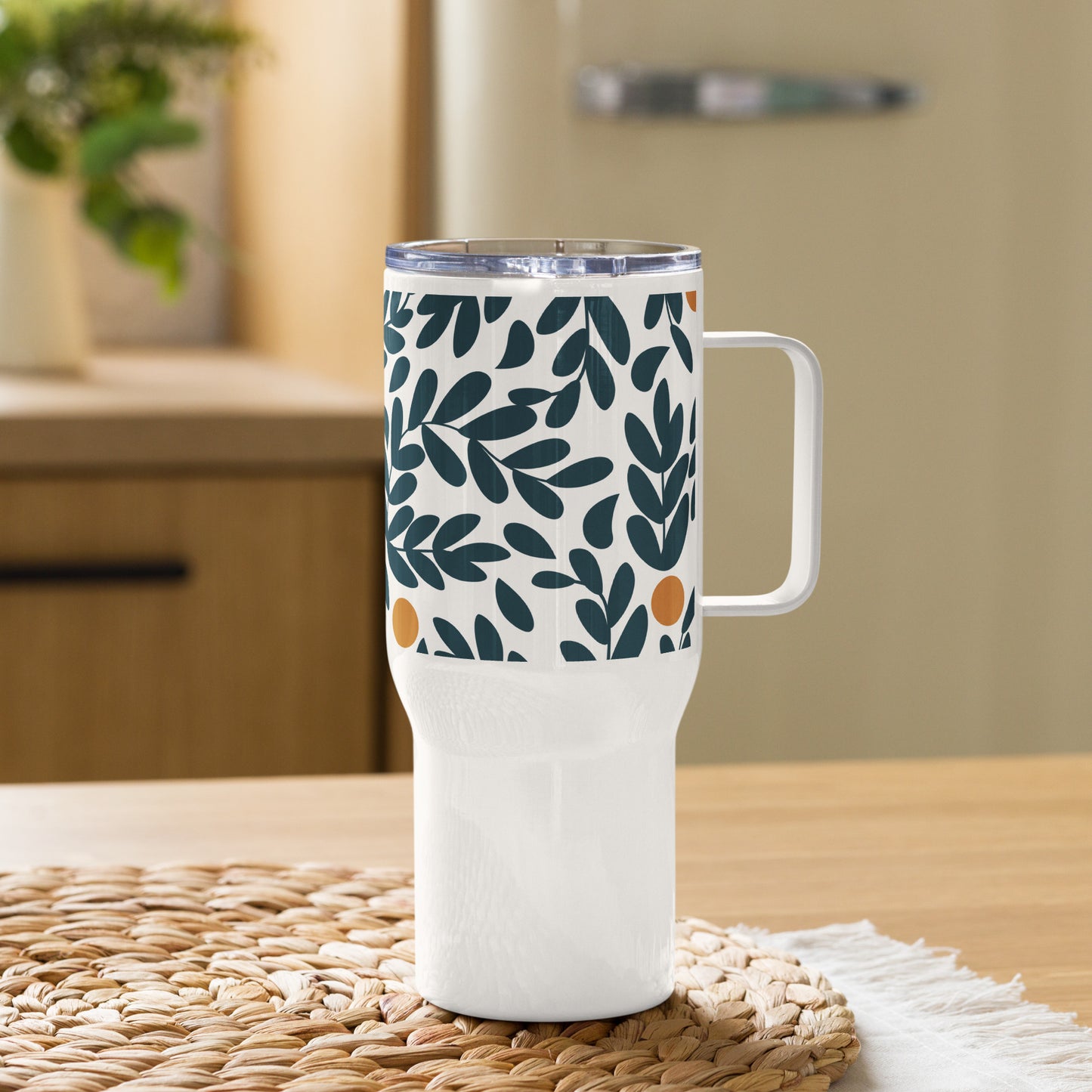 Leafy Travel mug with a handle